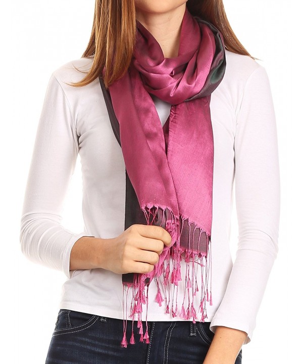 Sakkas Carine Reversible Soft Solid Slight Shimmer Pashmina/ Shawl/ Wrap/ Stole - Fuchsia - CH185QK6TTD