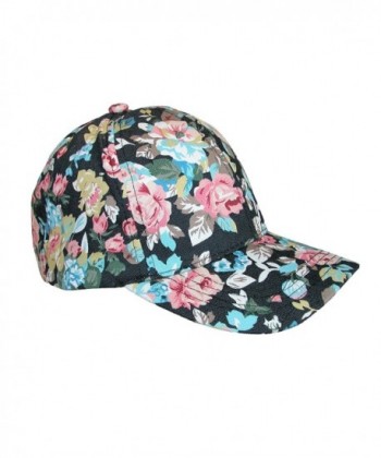 David & Young Floral Black Cap- One Size 100% Cotton Hat - C617XMHY0TG