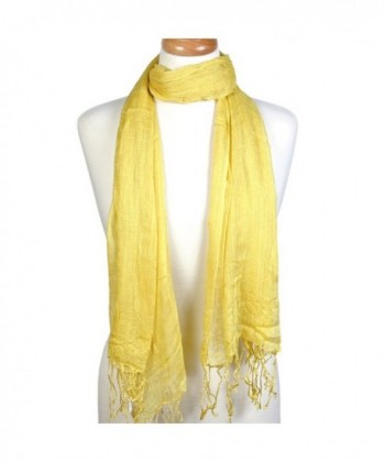 Scarfand's Bright Solid Color Thin & Light Fashion Scarf - Yellow - C2189O9RR2I