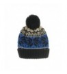 WITHMOONS Knitted Fairs Isle Nordic Bobble Pom Beanie Hat CR5169 - Black - CJ12B4UANKR