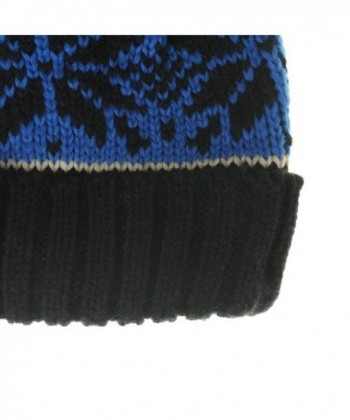 WITHMOONS Knitted Nordic Bobble Beanie in Women's Skullies & Beanies