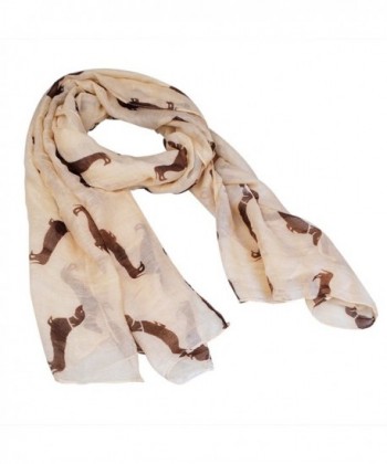 New Fashion 9 Color Animal Dachshund Dog Print Scarf Pashmina Women Scarves - Beige - C6125TLXRID