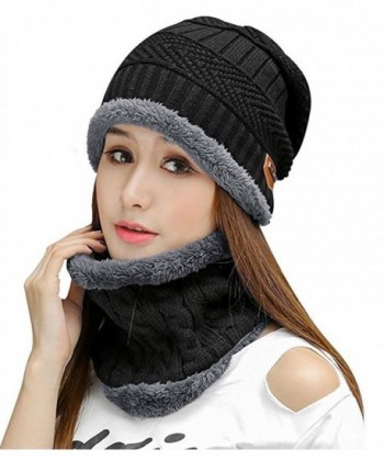 HindaWi Womens Slouchy Beanie Winter Hat Knit Warm Snow Ski Skull Cap - _Hat and Scarf(black) - CD186278NAH