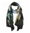 Invisible World Women's 100% Silk Hand Painted Scarf Lotus Flowers on Black - CB11L7QIPD7