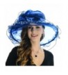 Navy Sexy Women Leopard Ruffle Kentucky Derby Church Organza 17cm Wide Brim Sun Hat - CN11N0BUN4L