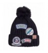 ScarvesMe CC Exclusive Winter Knit Patch Pom Pom Beanie - Black - C412LHF3CZN