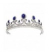 Wiipu Luxury Blue Crystal Rhinestone Bridal Tiara Princess Pearls Crown Wedding Prom Headband(A1071) - CL185L52TKY