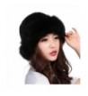 Valpeak Womens Winter Hat Knitted Mink With Fox Brim Real Fur Hats (Black) - CV12O6GO2IQ