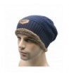 Men Knit Winter Thick Bonnet Fur Fleece Warm Baggy Skullies Beanies Hat - Blue - CH12O8F7KVJ