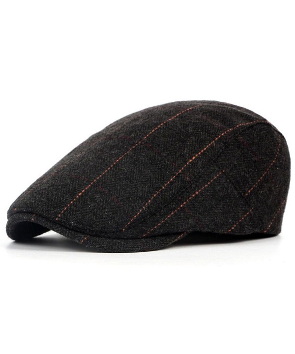 ZLS Mens Woolen Tweed IVY newsboy Cabbie Gatsby Golf Beret Driving Cap Hat - 573black - CU182LAMH4N