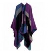 Timemory Womens Winter Color Block Knitted Cashmere Poncho Capes Shawl Cardigans - Print 9 - CZ12NYG8AKC