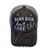 Embroidered Barn Hair Don't Care Distressed Look Grey Trucker Cap Hat Farm - White Horseshoe - CQ18329DXCD