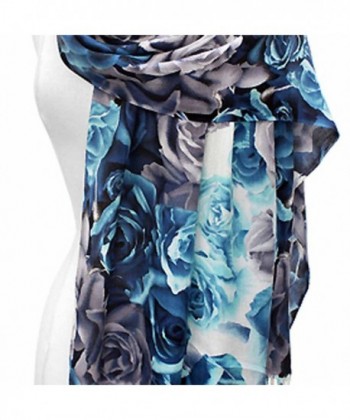 Blue Floral Pashmina Shawl Scarf in Wraps & Pashminas