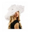 Bella Cielo Kentucky Derby Floppy Ruffle Jewel Organza Dress Bride Hat - White - C712CPIIS6J