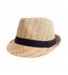 Simplicity Men / Women Summer Short Brim Straw Fedora - 745_brown - CX11ZH47LML