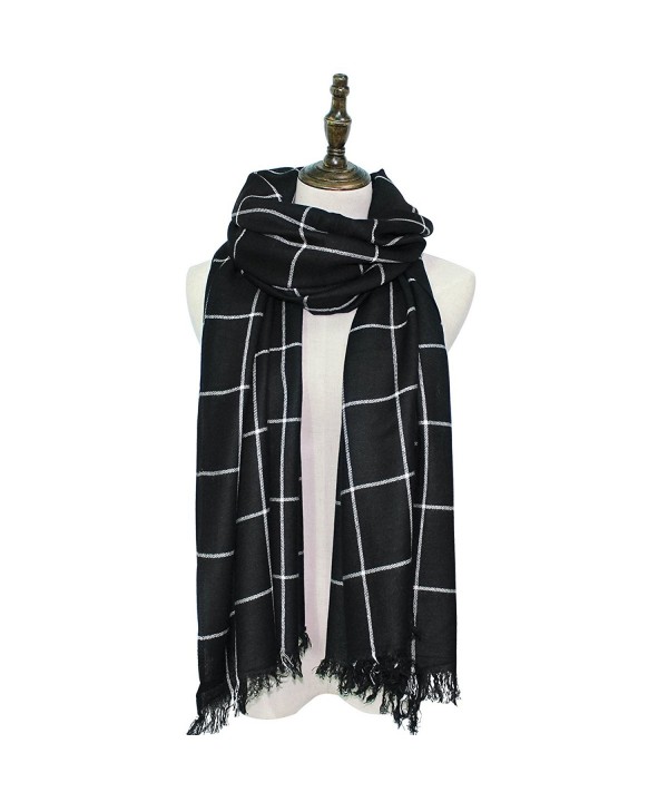 Hippih Womens Warm Soft Scarf Fashion Lattice Wrap Winter Large Blanket Shawl(Black) - CI186DI6KTH