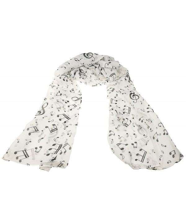 Colorful Elegant Women's Music Note Chiffon Long Scarf Wrap Shawls - White - CI187W9T4CN