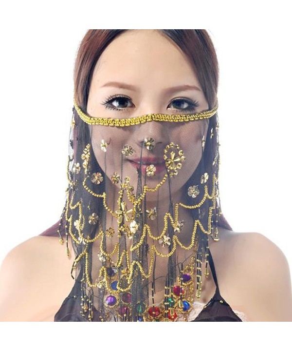 Wuchieal Women's Belly Dance Tribal Face Veil With Halloween Costume Accessory - Black - CS183NMD02I