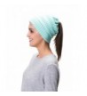 Lemef Women Cable Knit BeanieTail Messy Bun Ponytail Cap Warm Winter Beanie Hat - Light Blue - C3188UK0MI3
