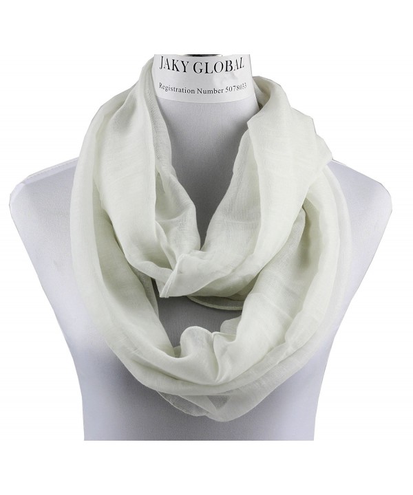 Infinity Scarf for Women Soft Light Weight Loop Circle Neck Wrap Scarves Solid Color - White - CQ12N9QF7KQ