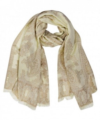 Peach Couture Poppy Print Floral Paisley Pattern Pashmina Wrap Shawl Scarf - Paisley Taupe - CO186RM7NCE