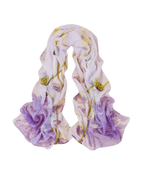 Reversible Premium Chiffon Lotus Flower Sheer Voile Shawl Womens Scarf - Purple - C4126QRC2PX