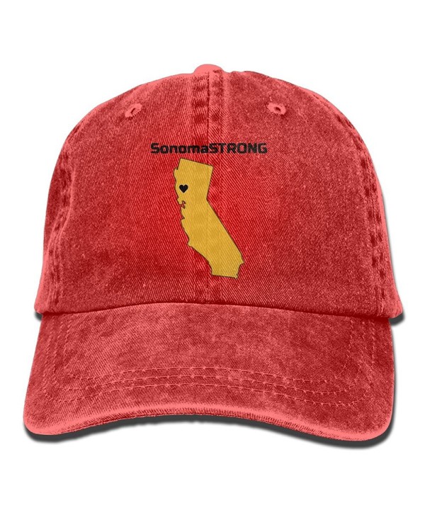 RZM YLY's Sonoma Strong California Unisex Adult Vintage Washed Denim Adjustable Baseball Cap - Red - C2187KE0KMC