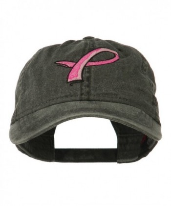 Hot Pink Breast Cancer Logo Embroidered Washed Cap - Black - CF11LBM8BUT