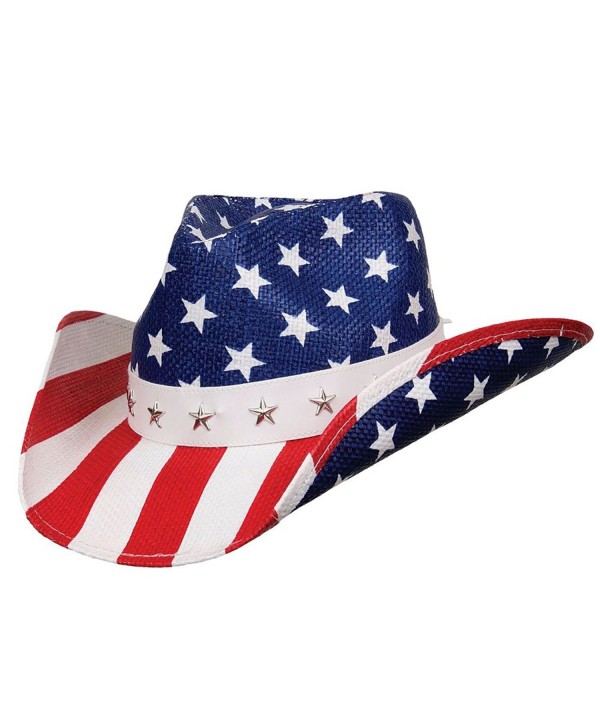 United - Deadwood Trading &bull American Flag Shapeable Straw Cowboy Hat - C6187EKTZ5W