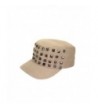 Adjustable Cotton Military Style Studded Front Army Cap Cadet Hat - Diff Colors Avail - Khaki - C911KUTXO5V