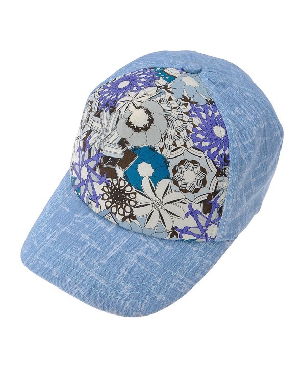 ZLYC Women's High Quality Tow-Tone Floral Texture Pattern Baseball Adjustable Hat Cap - Blue - CX12EFOR9TX