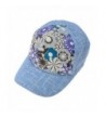 ZLYC Women's High Quality Tow-Tone Floral Texture Pattern Baseball Adjustable Hat Cap - Blue - CX12EFOR9TX