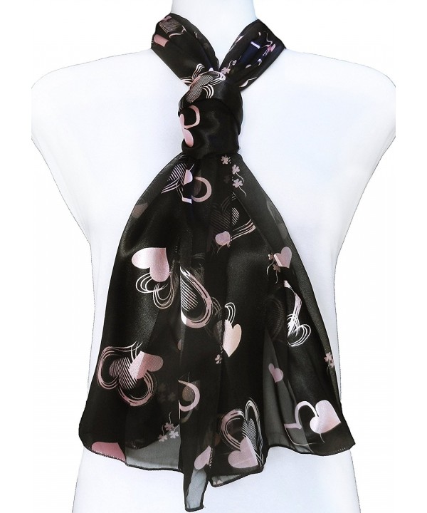 ii Valentines Scarf Mothers Day Hearts and Clover Women Mom - Pink on Black - C412C7LULY1