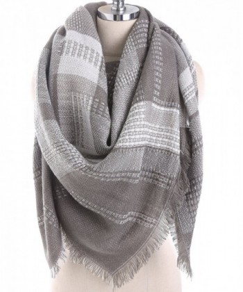 Women's Classic Plaid Tartan Grids Scarf Large Blanket Winter Wraps Shawl - Gray - C9127PKRJRL