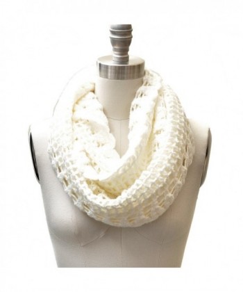 Lace Edge Loose Knit Infinity Scarf White Color - C111HLZ4R3P