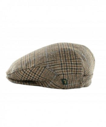Mucros Irish Tweed Cap Brown Check 100% Wool Irish Made - C612I6L3QAV
