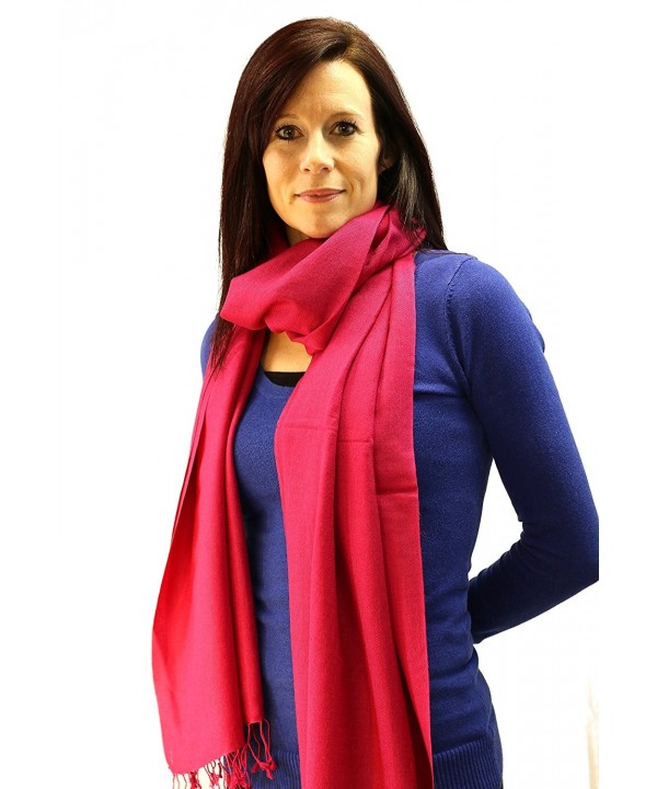 Authentic Exclusively Handmade Cashmere Scarves in Assorted Colors - Hot Pink - C912BJT498B