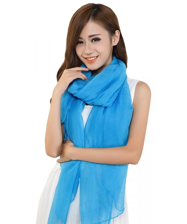 Large Size Fashion Voile Design Shawl Pashmina Scarf Wrap Stole Throw CJ Apparel NEW - Blue - C611QFD5W3X