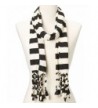 Women Lightweight Boutique Soft Knit Stripe Vintage Cotton Scarf for Women - White & Black - CD11N9C5XUF