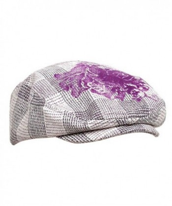 UBI NYH Flower Checkered Hat Purple in Women's Newsboy Caps
