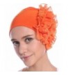 YI HENG MEI Women's 2 Pack Elegant Soft Chiffon Pleated Flower Muslim Turban Cap Chemo Cap Nightcap - Orange - CP1820LKGHD