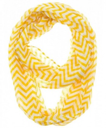 Zando Soft Zig Zag Chevron Wave Light Circle Sheer Loop Infinity Fashion Stripe Scarf - Yellow/White - CV1850NOWLN