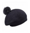 ORSKY Warm Cable Knit Beanie Hat With Pom Pom Stylish Winter Hats For Women Skull Cap - Black - CK1884LEWOZ