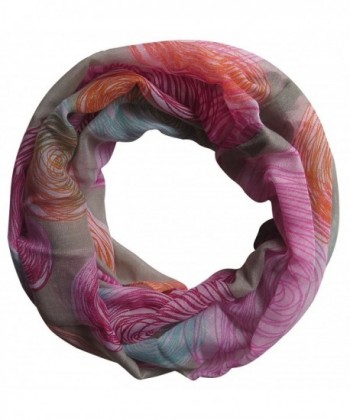 Lina & Lily Soft Artistic Drawing Circles Print Sheer Infinity Loop Scarf - Khaki Background - C611QXFR1WN