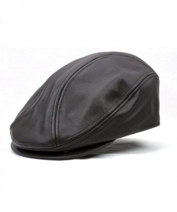 Men's Genuine Leather Ivy Cap Made in USA-Brown-S/M - CD11G65NQAF