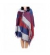MaxMaxi Wool Spinning Tweed Asymmetrical Scarf Block Stripe Plaid Shawl Wraps - Wine Red - CF126LBJBLH
