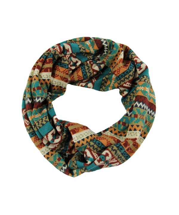 RW Soft & Cozy Knit Tribal Aztec Print Infinity Scarf - Brown - CA1271JMD4P