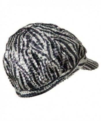 Zebra Sequin Newsboy Cap Black