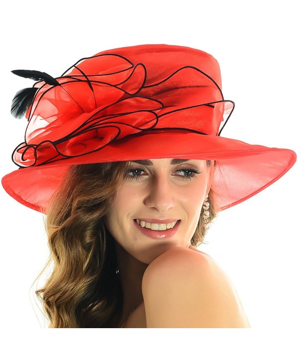Lady Church Derby Kentucky Formal Event Plume Organza Hat Sm055 (red ...