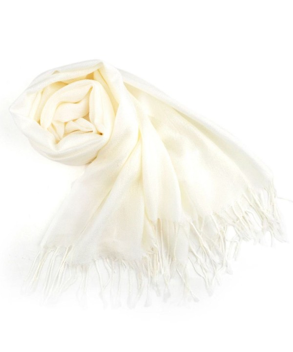 TopTie Scarf Wrap With Tassel Ends- Solid Color / Tow-Tone Color- Gift Idea - Cream - CP11J4TJRX1